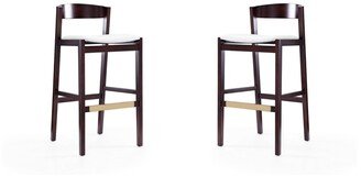 Klismos Barstool, Set of 2 - Ivory, Dark Walnut