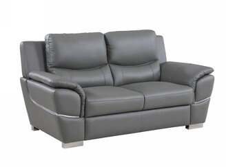 37 Chic Grey Leather Loveseat - 37 x 69 x 37