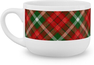 Mugs: Christmas Plaid - Red And Green Latte Mug, White, 25Oz, Red