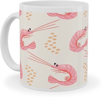 Mugs: Zigzag Shrimps - Pink Ceramic Mug, White, 11Oz, Pink