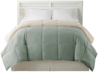 Genoa King Size Box Quilted Reversible Comforter The Urban Port, Gray and Beige