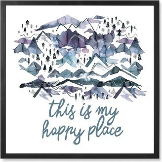 Photo Tiles: This Is My Happy Place Mountains - Blue Photo Tile, Black, Framed, 8X8, Blue