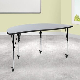 Mobile 60 Half Circle Wave Collaborative Adjustable Height Activity Table