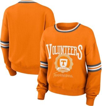 Women's Wear by Erin Andrews Orange Distressed Tennessee Volunteers Vintage-Like Pullover Sweatshirt