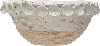 Storied Home 2-Tone Stoneware Bowl with Shell Trim - 10.3