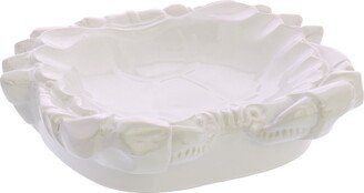 Transitional Styled Ceramic Crab Shaped Large Soap Dish, White