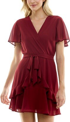 Juniors' Chiffon Tie-Waist Dress