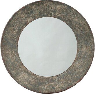 30.25 Inches Round Metal Encased Accent Mirror - Distressed Gray - 30.25 H x 30.25 W x 4 L Inches