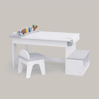 Fantasy Fields by Teamson Kids Fantasy Fields - Little Artist Monet Play Art Table Kids Furniture - White/Gray