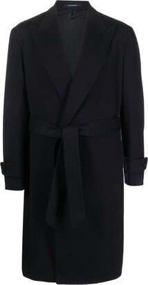 Tied-Waist Notched-Lapel Coat