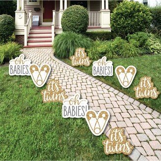 Big Dot Of Happiness It's Twins - Lawn Decor - Outdoor Gold Twins Baby Shower Yard Decor - 10 Piece