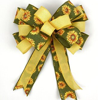 Sunflower Bow For Signs Or Wreaths Lanterns, Front Door Hanger & Outdoor Bow, Decorative Wreath Embellishment