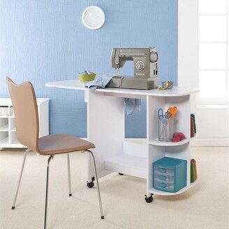 SEI Furniture White Folding Sewing Machine Table