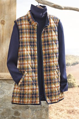 Women's Spiced Plaid Vest for All Seasons - Midnight Navy/Spice - PS - Petite Size