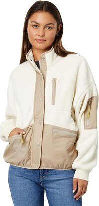 Re)sourced Sherpa Snap-Front Jacket (Color-Block Antique Cream) Women's Coat