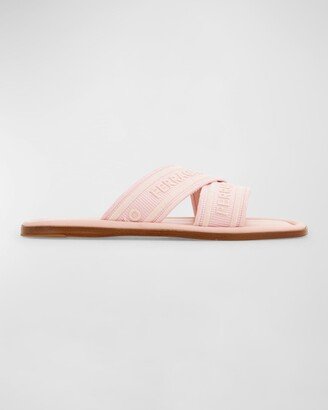 Laurene Logo Cotton Flat Sandals