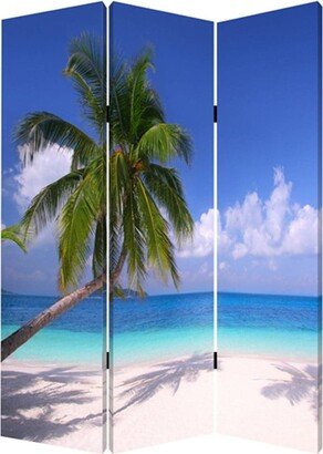 Beach Inspired Canvas Print 3 Panel Wooden Screen - 72 H x 48 W x 1 L