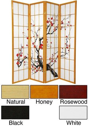 Handmade Wood and Rice Paper Flower Blossom 3-panel Room Divider