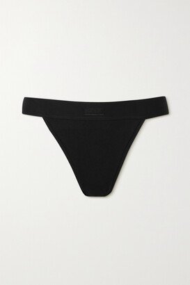 Cotton Collection Ribbed Cotton-blend Jersey Thong - Soot