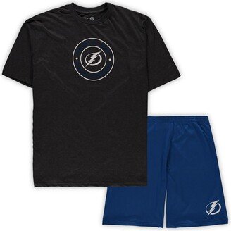 Men's Concepts Sport Blue, Heathered Charcoal Tampa Bay Lightning Big and Tall T-shirt and Shorts Sleep Set - Blue, Heathered Charcoal