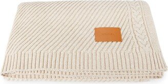 Rib Knit Merino Wool Blend Throw Blanket