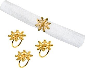 Gold Winter Snowflake Napkin Ring S/4