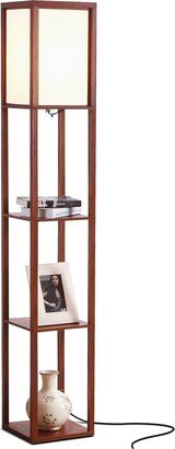 Brightech Maxwell Walnut Led Shelf Floor Lamp