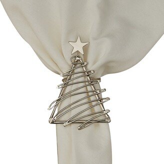 Christmas Tree Napkin Ring Set of 4- Silver