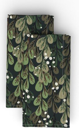 Cloth Napkins: Mistletoe - Forest Greens Cloth Napkin, Longleaf Sateen Grand, Green