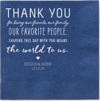 Wedding Napkins: Huge Thanks Napkins, White, Navy