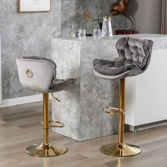 Aoolive Swivel Bar Stools Set of 2, Superior Velvet Adjustable Dining Bar Chairs