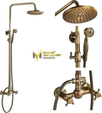 Antique Design Shower Set - Mixer Showerhead, Tap, Bathroom Vanity, Sink Faucet, Rustic %100 Brass