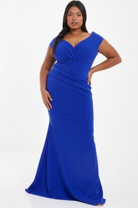 Women's Plus Size Wrap Ruched Maxi Dress