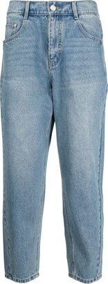 Elasticated-Waist Tapered Jeans