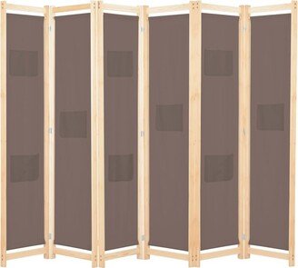 6-Panel Room Divider Brown 94.5x66.9x1.6 Fabric