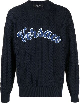 Logo Appliqué Cable-Knit Jumper