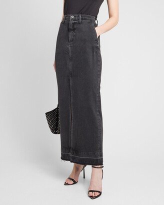 Lu High Rise Denim Maxi Skirt