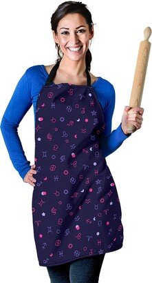 Astrology Pattern Apron - Horoscope Printed Zodiac Signs Custom With Name/Monogram -Perfect Gift For Lover