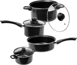 Lexi Home 7-Piece Carbon Steel Nonstick Cookware Set - Black