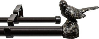 Meriville 1-Inch Diameter Telescoping Double Window Curtain Rod, Oil-Rubbed Bronze Bird Finials