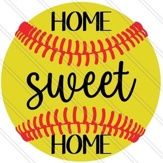 Home Sweet Softball Sign - Wreath Girls Sports Metal Round