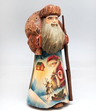 G.DeBrekht Woodcarved and Hand Painted Christmas Fun Santa Figurine