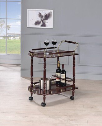 Furniture Palmer Merlot and Brass 2-tier Serving Cart