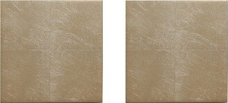 Posh Trading Company Set Of Two Silver Leaf Coasters - Chic Matte Champagne