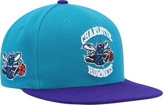 Men's Teal and Purple Charlotte Hornets Hardwood Classics Snapback Hat - Teal, Purple