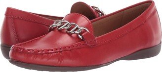 Women's Leather Chain Detail Driving Loafer (Red Nappa) Women's Flat Shoes