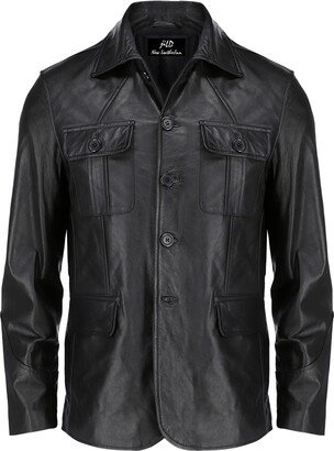 Jild Lambskin Leather Jacket Men Casual Coat – Notched Collar Classic Bond’s Style Ultimate Leather Blazer for Men