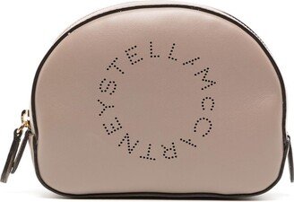 Cut Out-Logo Zip-Up Makeup Bag