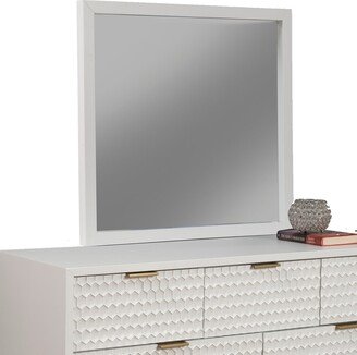 White Pearl Wood Mirror in White