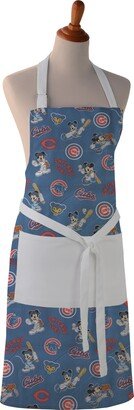 Chicago Cubs Mickey Mouse Prints Cotton Apron - Kitchen Cooking Bbq Full & Half Customizable Homemade Large Pocket